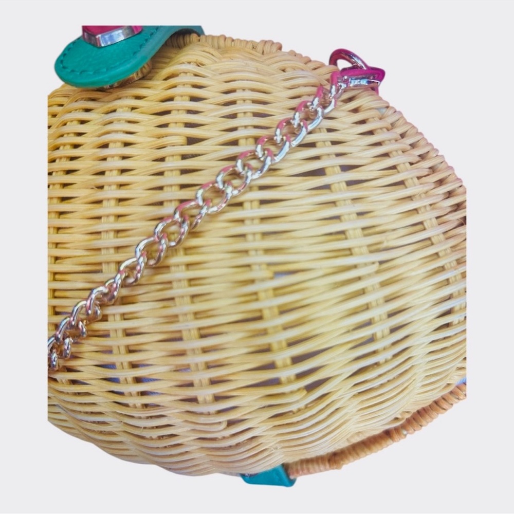 Betsey Johnson Woven Yellow And Green Crossbody B… - image 3